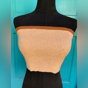 Princess Polly Tan Sweater Cropped Tube Top S/M